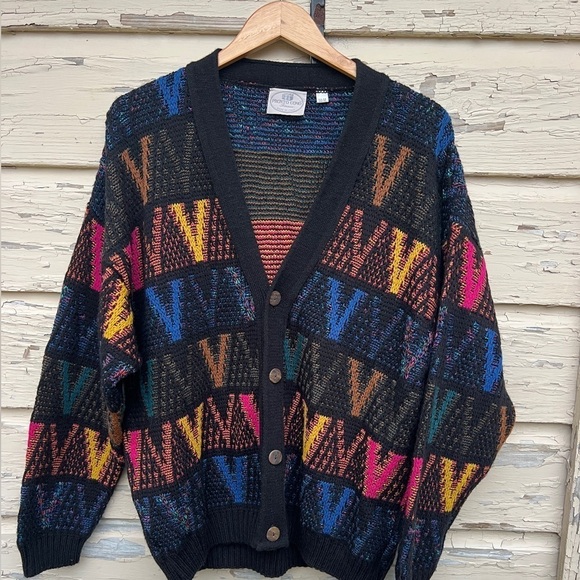 Vintage 80s Pronto Uomo 3D Made In Italy Chunky Knit Pullover Artsy Wool Sweater